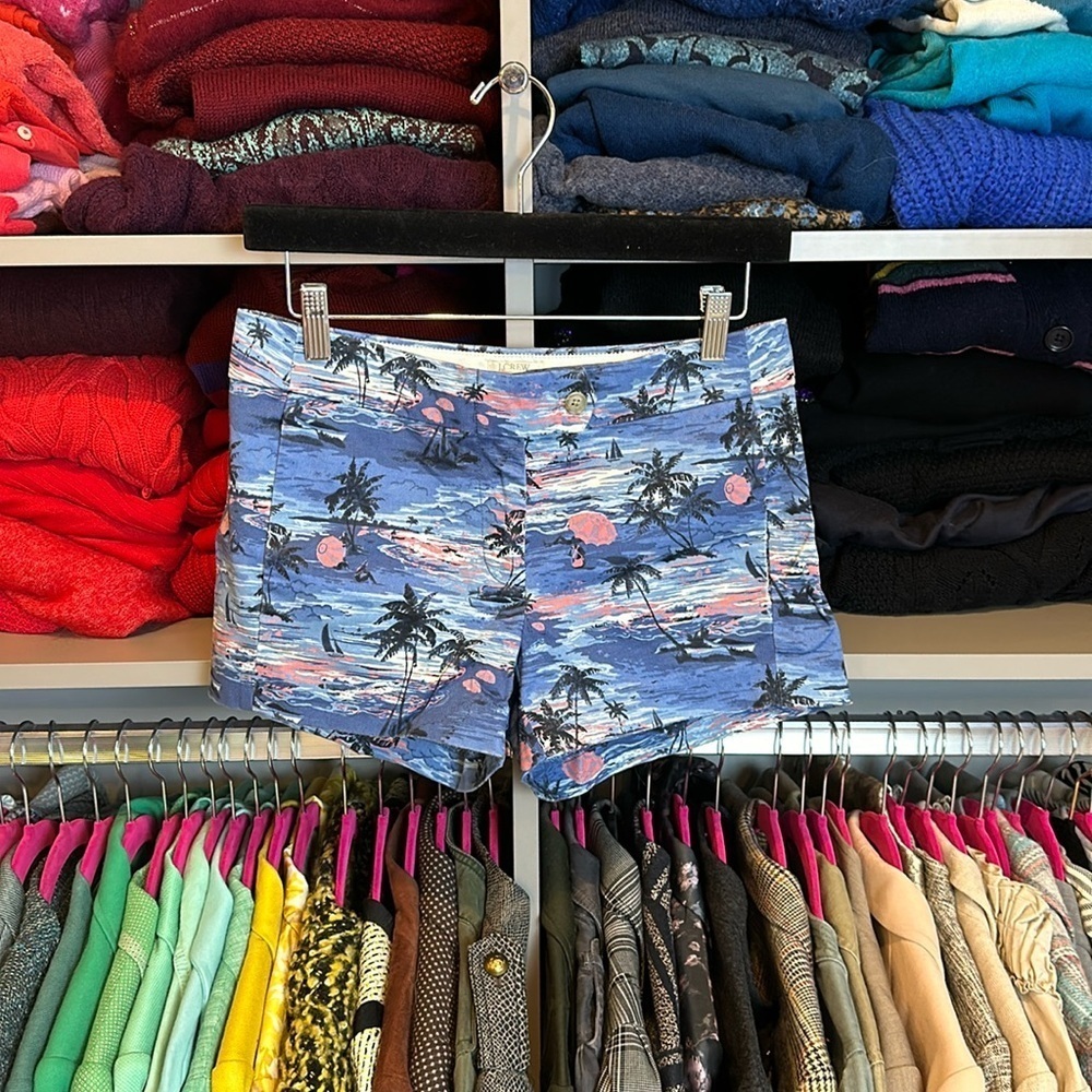 J Crew blue and pink island print shorts size 0​